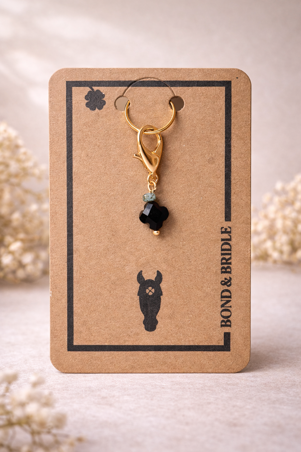 Lucky Charm Crystal Clover schwarz